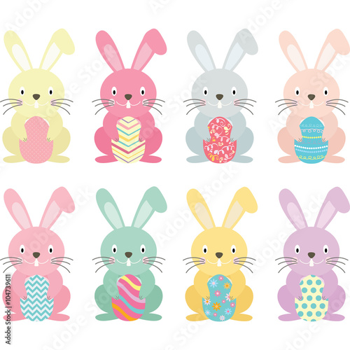 Easter bunny,Easter eggs set