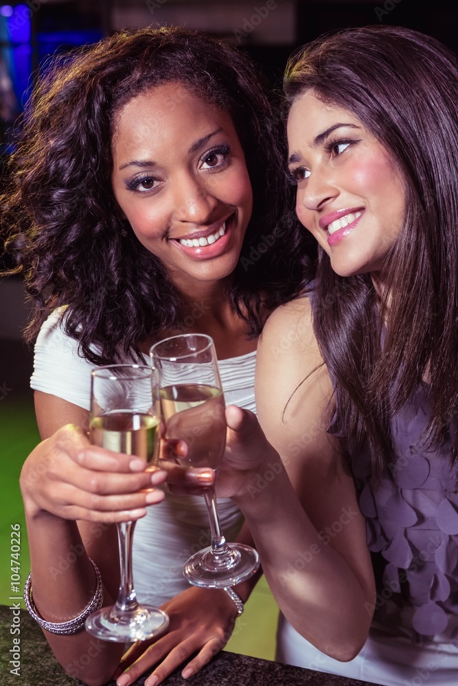 Happy young women having champagne Happy young women having champagne