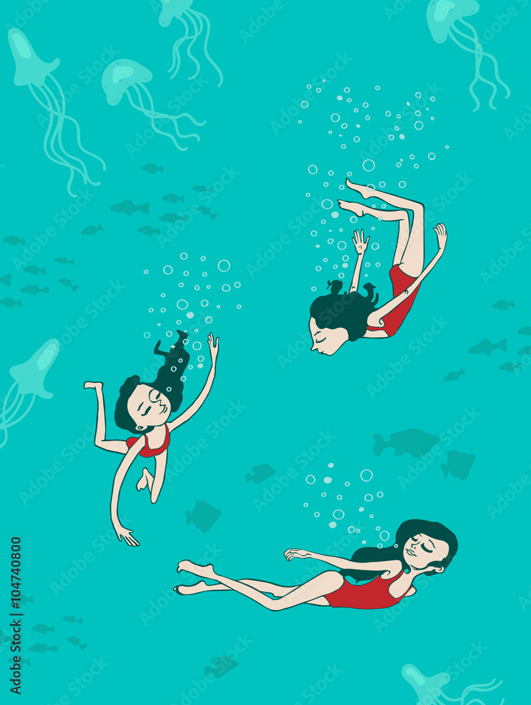 Diving woman. Diving woman.
