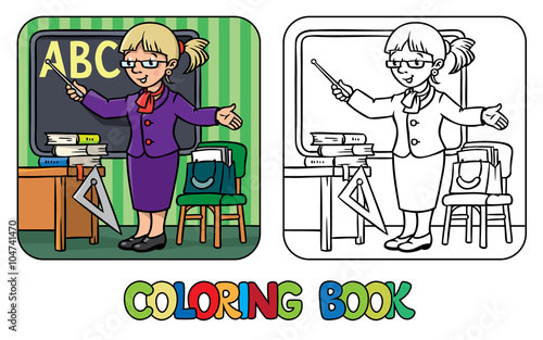 Funny teacher. Coloring book. Profession series.