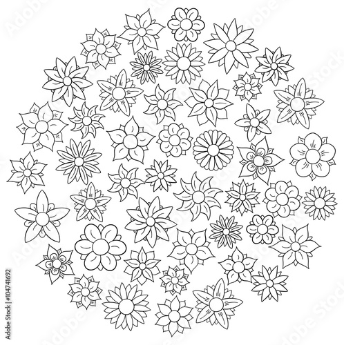 coloring book doodle flowers
