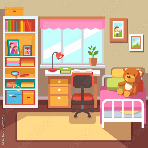 Preschool or school student girls room interior