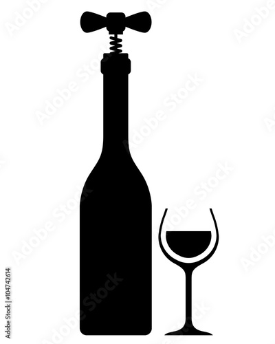 Wine bottle with corkscrew - vintage wine sampling