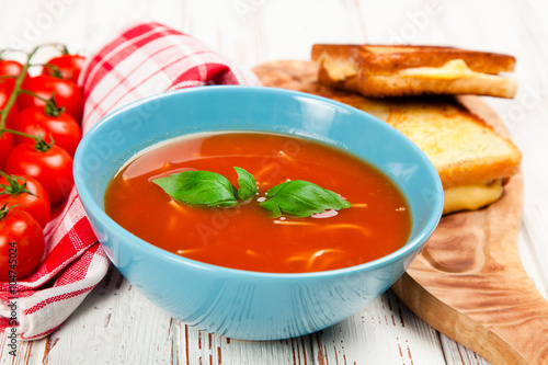 Tomato soup and basil