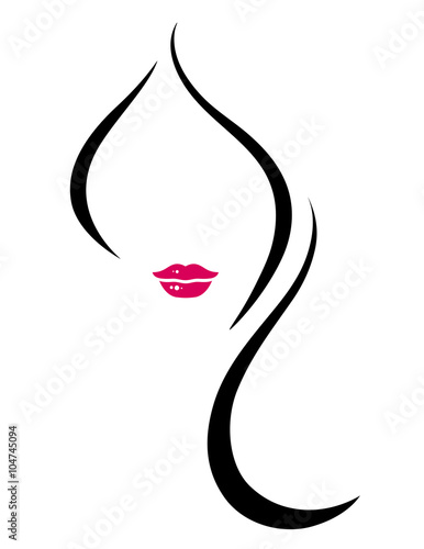 silhouette of woman face with long hair