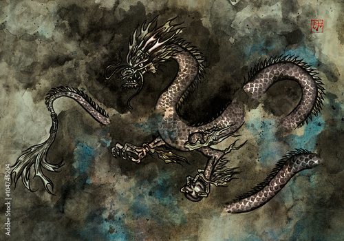 Ink painting of a dragon