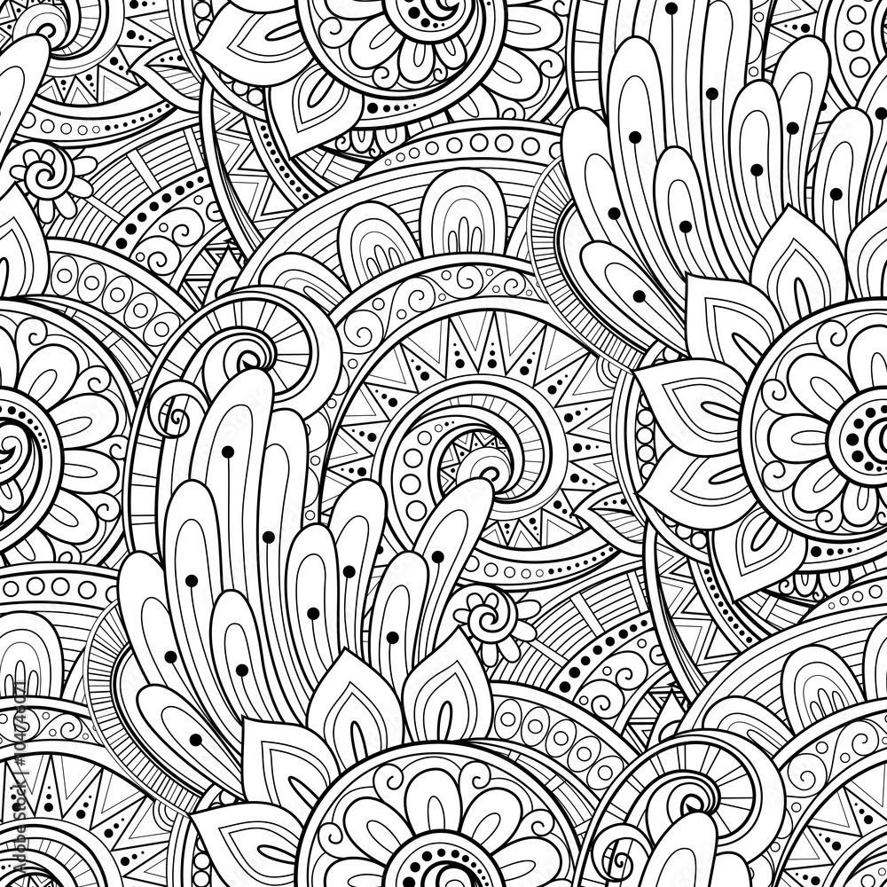 Vector Seamless Monochrome Floral Pattern Vector Seamless Monochrome Floral Pattern