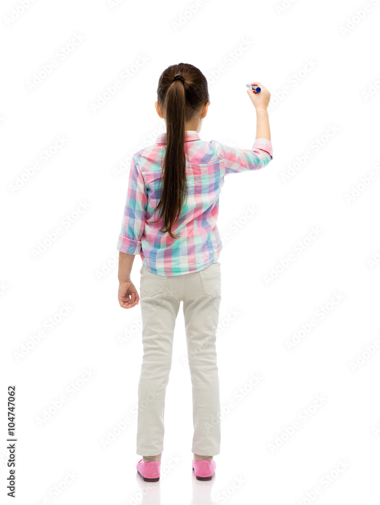 little girl drawing or writing with marker little girl drawing or writing with marker