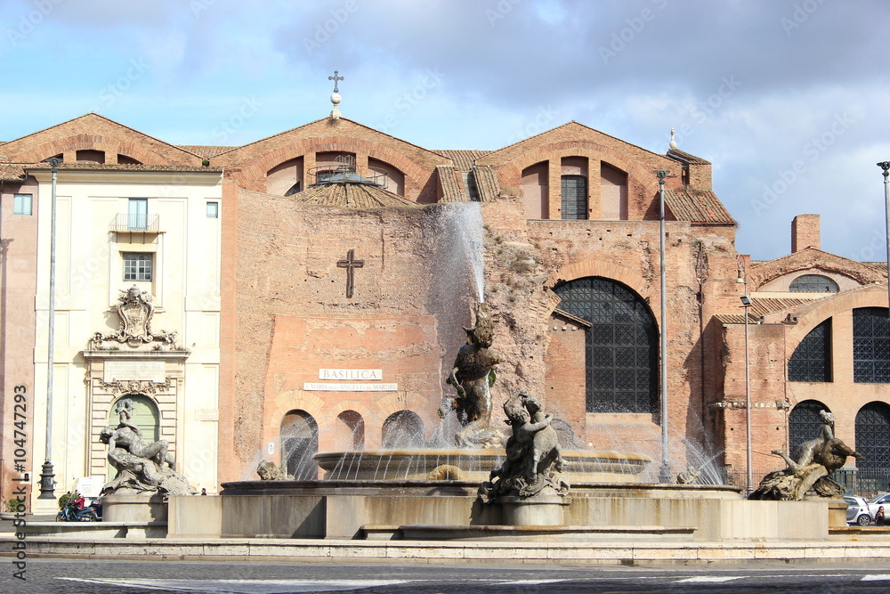 Fototapeta premium Die berühmte Basilika Santa Maria degli Angeli in Rom (Italien)
