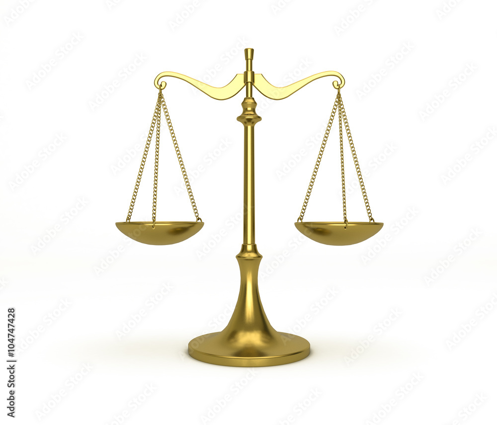 Justice scale on white Justice scale on white