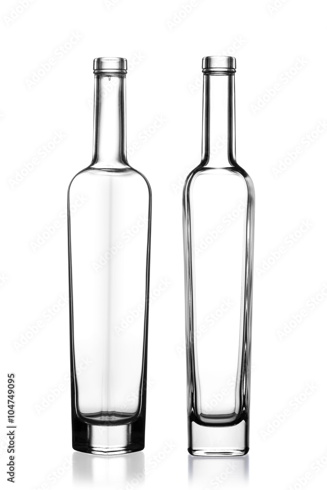 Empty bottles isolated over the white background Empty bottles isolated over the white background
