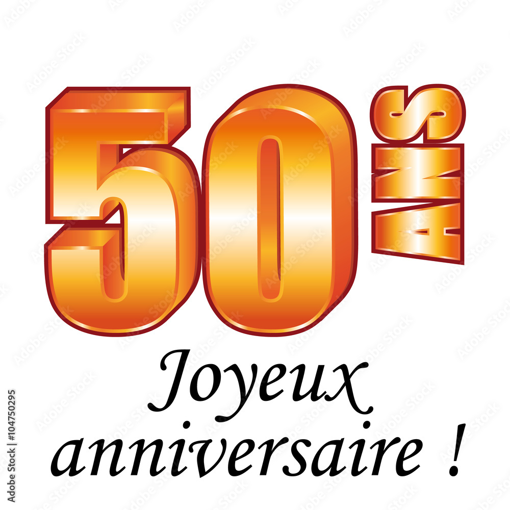 Carte Joyeux Anniversaire 50 Ans Doree gratuit à imprimer (carte 3459)