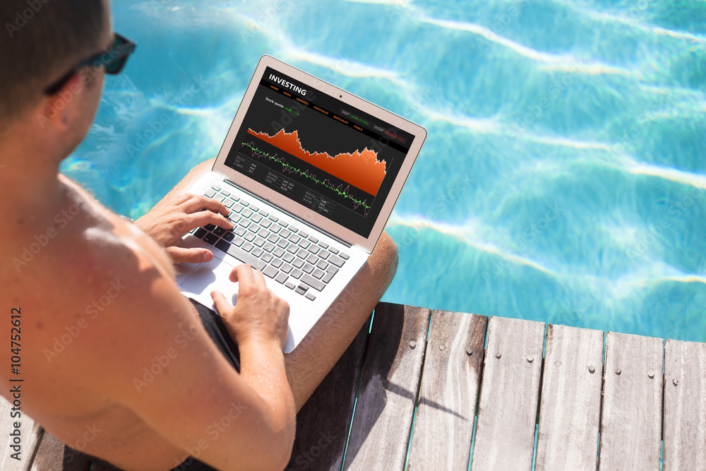 Investor trading stocks online