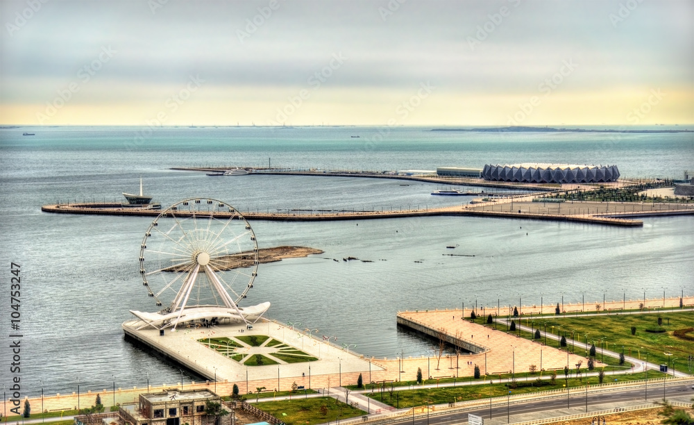 View of Baku seaside boulevard