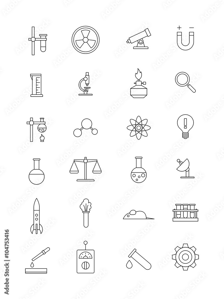 Vector black science icons set Vector black science icons set