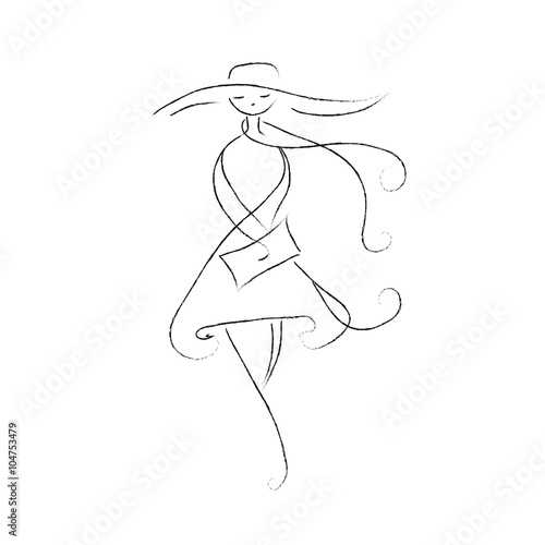 Fashion model silhouettes sketch hand drawn , vector illustration