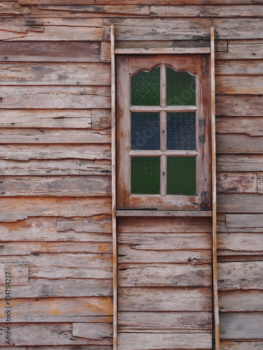Old wooden house with windows