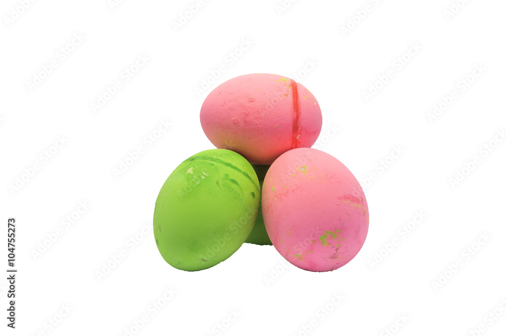 Green and red easter eggs isolated on white Green and red easter eggs isolated on white