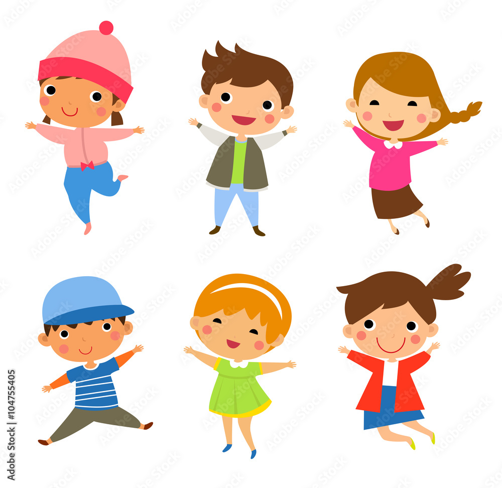 group of children jumping