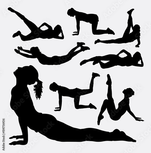 Exercise fitness sport silhouette. Good use for symbol, logo, web icon, mascot, sign, or any design you want. Easy to use.