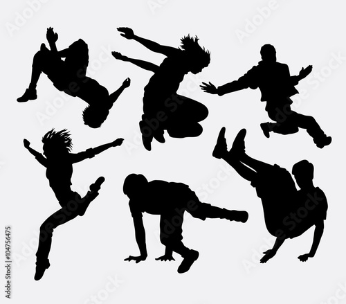 Parkour, dancer, martial art, extreme sport silhouette. Good use for symbol, web icon, logo, mascot, or any design you want. Easy to use.