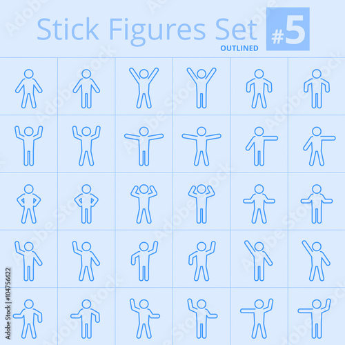 Complement Stick Figure Vector stick figure icon set of male poses and gestures in various ...