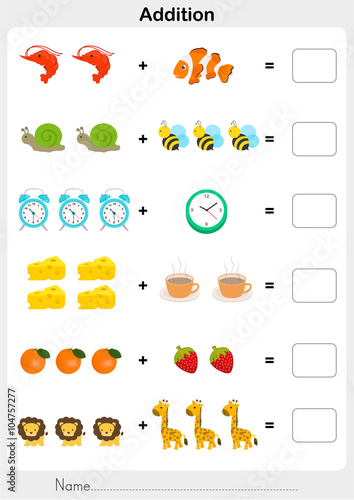 Addition number - Worksheet for education