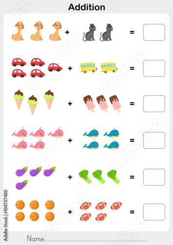 Addition number - Worksheet for education