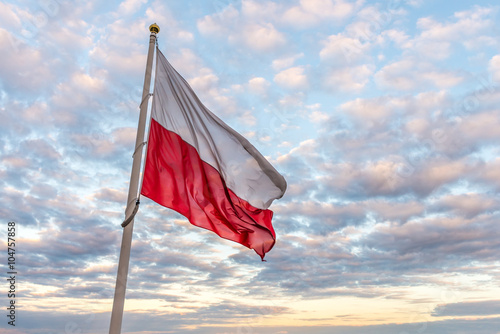 Polish flag in the sky
