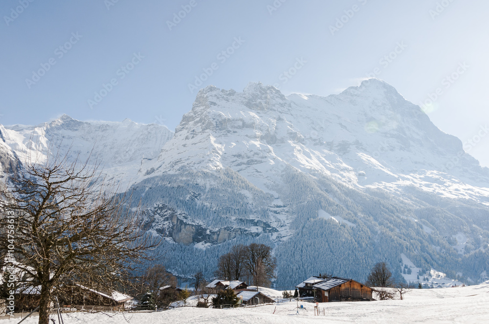 Grindelwald, Dorf, Bergdorf, Alpen, Schweizer Berge, Berner Oberland, Eiger, Eigernordwand, Winterferine, Wintersport, Winter, Schweiz