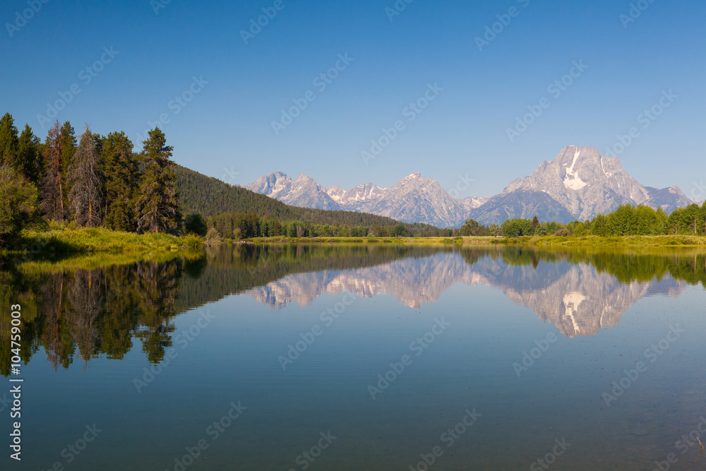 View of the Grand Teton Mountains from Oxbow Bend on the Snake R View of the Grand Teton Mountains from Oxbow Bend on the Snake R