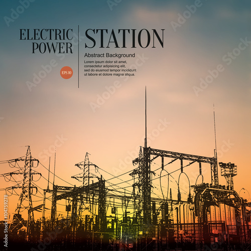 Abstract sketch stylized background. Electric power plant