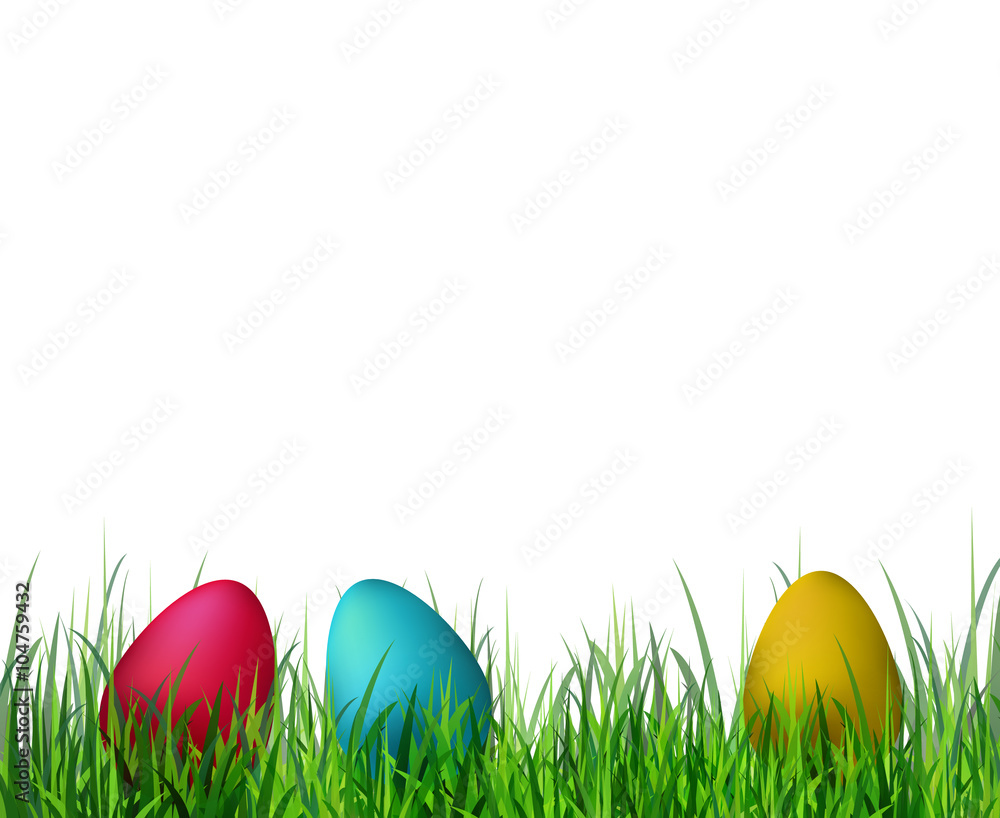 easter eggs on grass