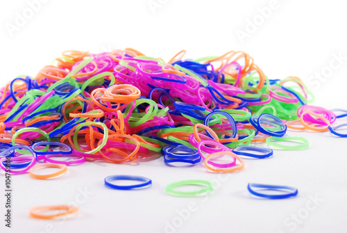 set of multi-colored rubber bands