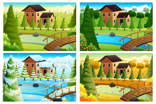 Village in Four Seasons