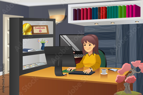 Female Programmer Working at Home