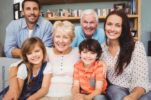 Portrait of cheerful family with grandparents