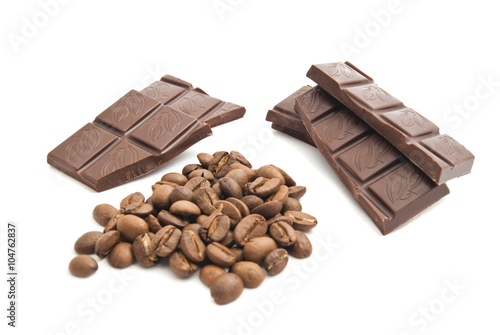 coffee beans and chocolate bar