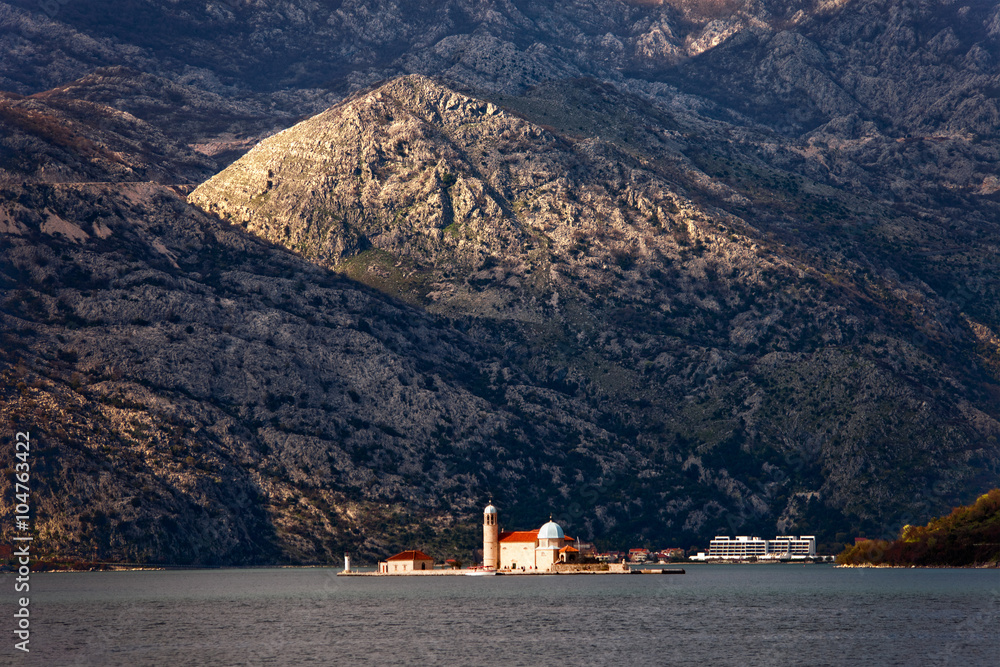 Gospa od Skrpela island in Kotor bay in Montenegro