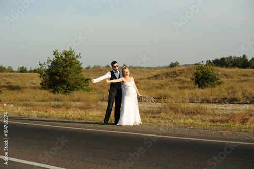 Wallpaper Mural Hitchhiking Bride and Groom Torontodigital.ca