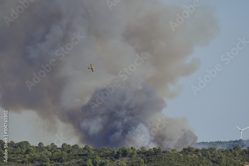 incendie de forêt avion de la sécurité civile en région du Languedoc Roussillon