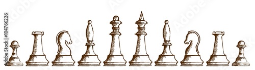Drawing of chessmen.