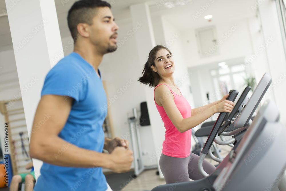 Young people training in the gym