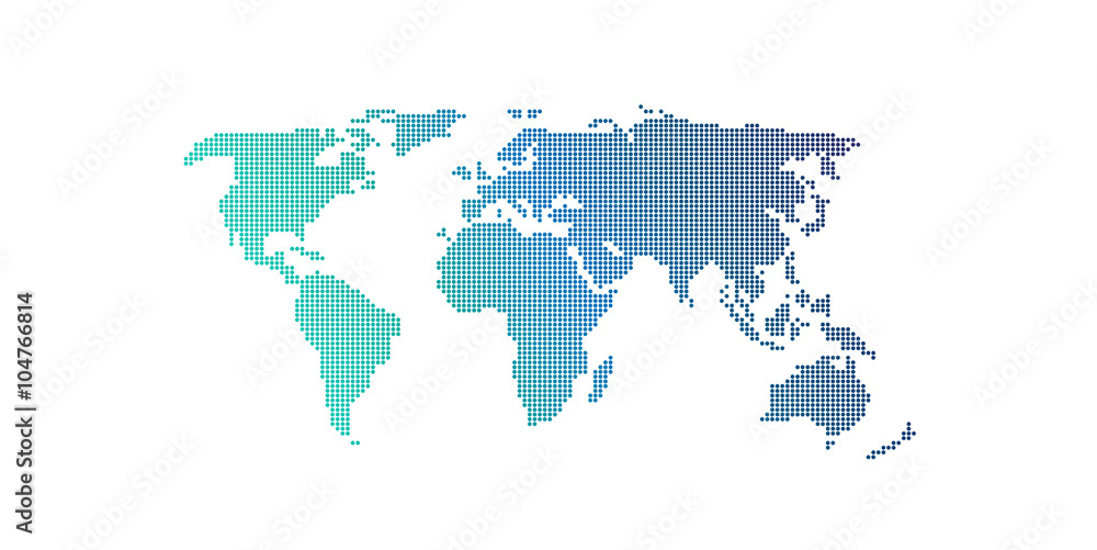 Naklejka premium Blue circles world map