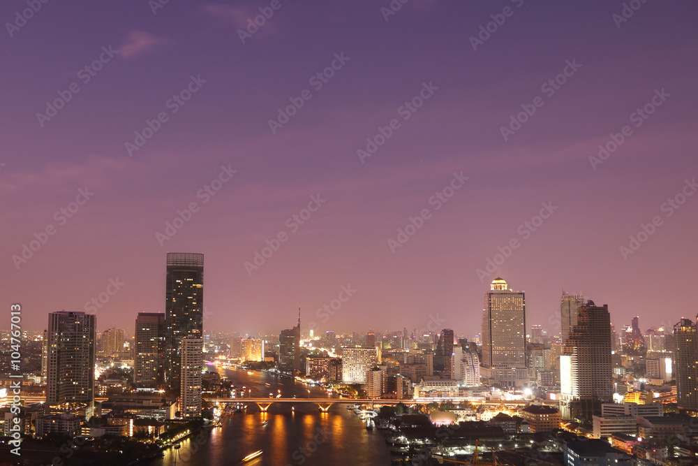 cityscape of bangkok at night