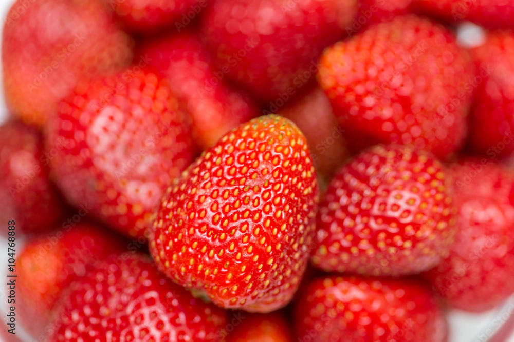 Strawberries arranged on the display