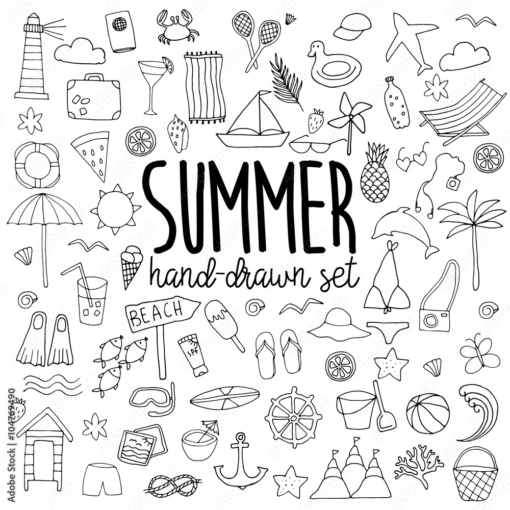 Obraz premium Hand drawn summer set 