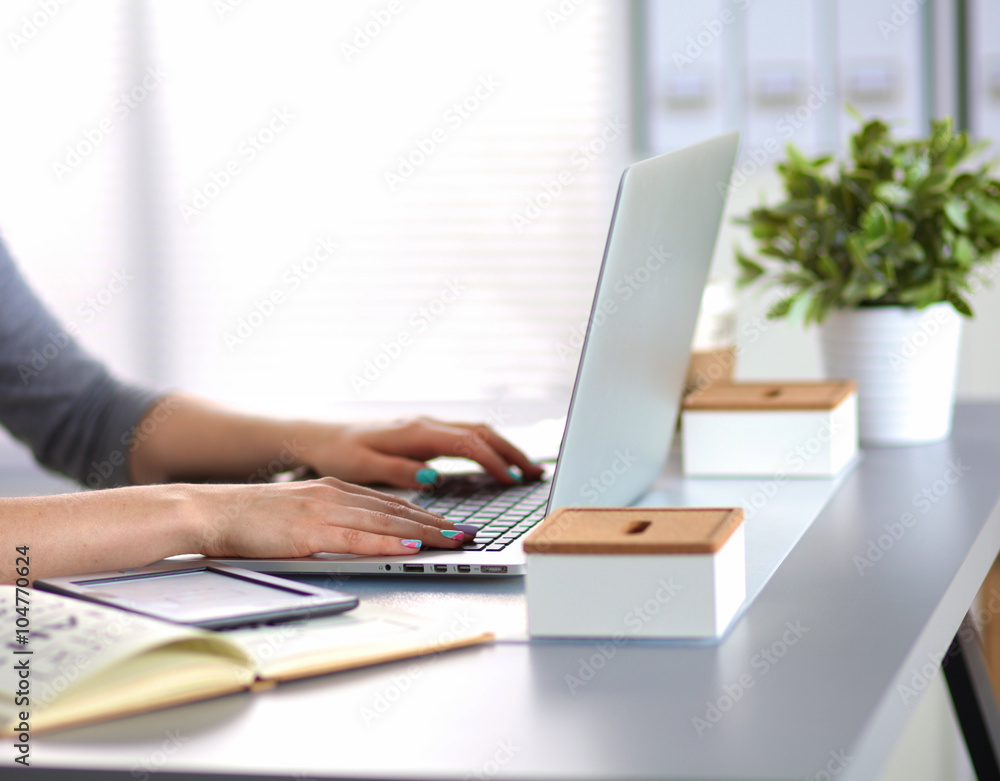 Young businesswoman working on a laptop Young businesswoman working on a laptop