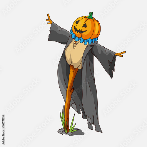Cartoon style scarecrow isolated