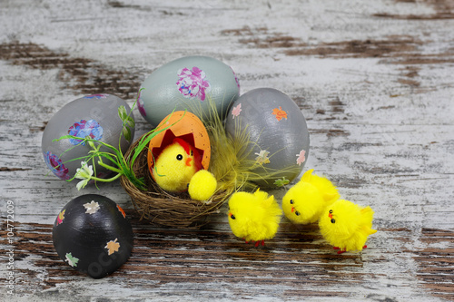 Easter eggs and chicks